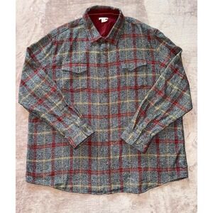 Carbon 2 Cobalt Shirt Mens Grey Red Tan Plaid Flannel Cabin Lumberjack Sz 2XL‎